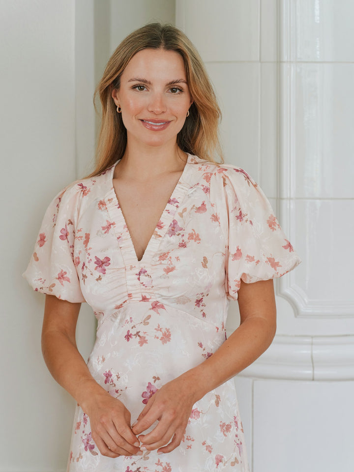 Neo Noir - Illana Sateen Print Dress 168215 - 122 - Creme