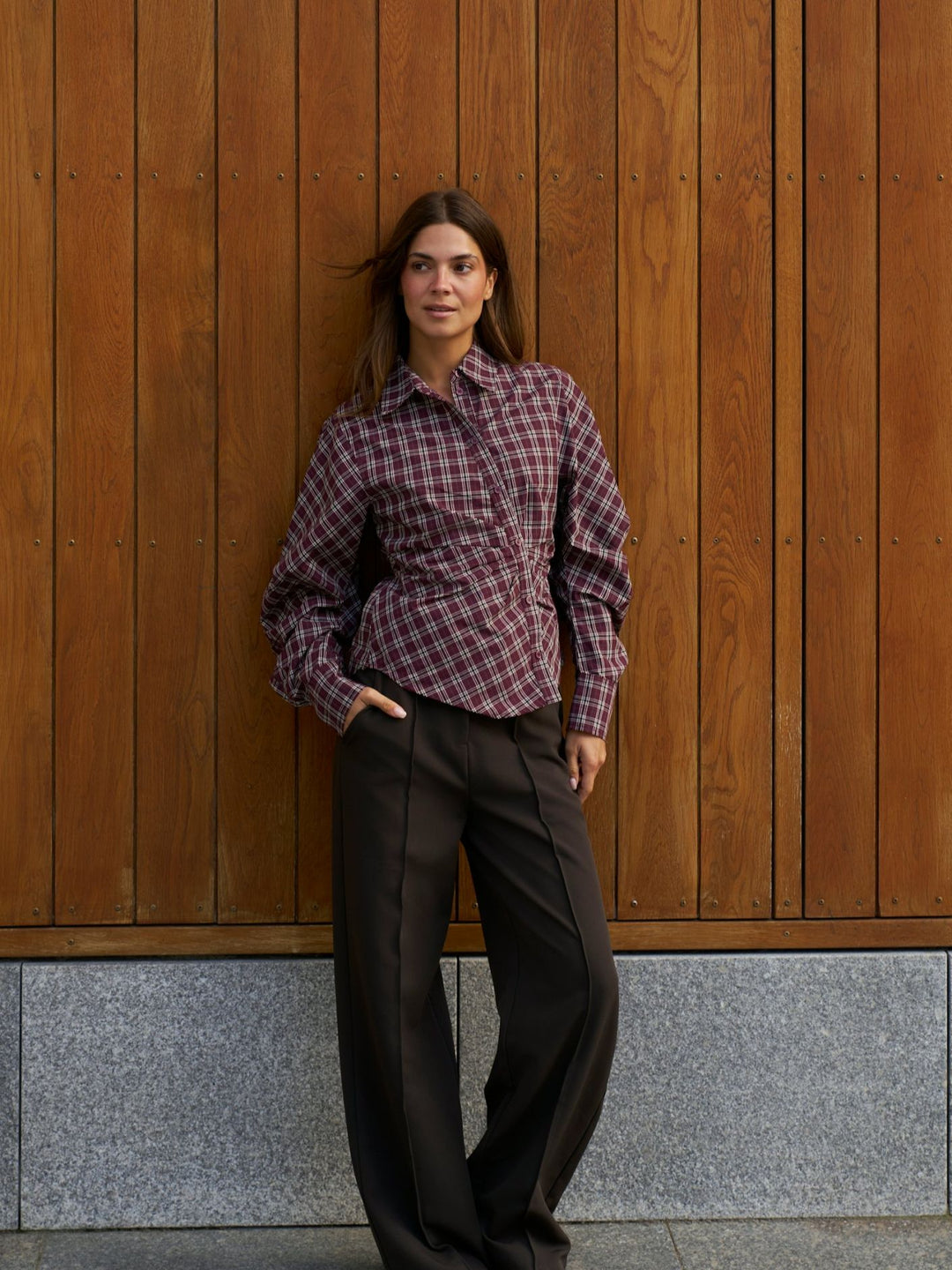 Neo Noir - Neoella Medium Check Shirt 168469 - 182 - Plum