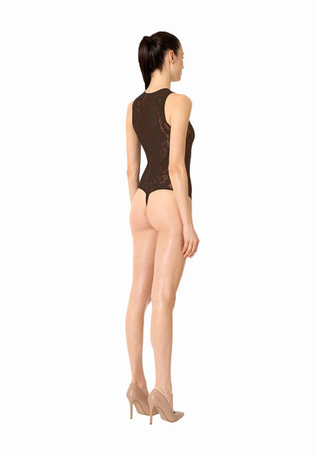 Wolford - Infinite Rose Net String Body 79349 - 4870 Dark Wood