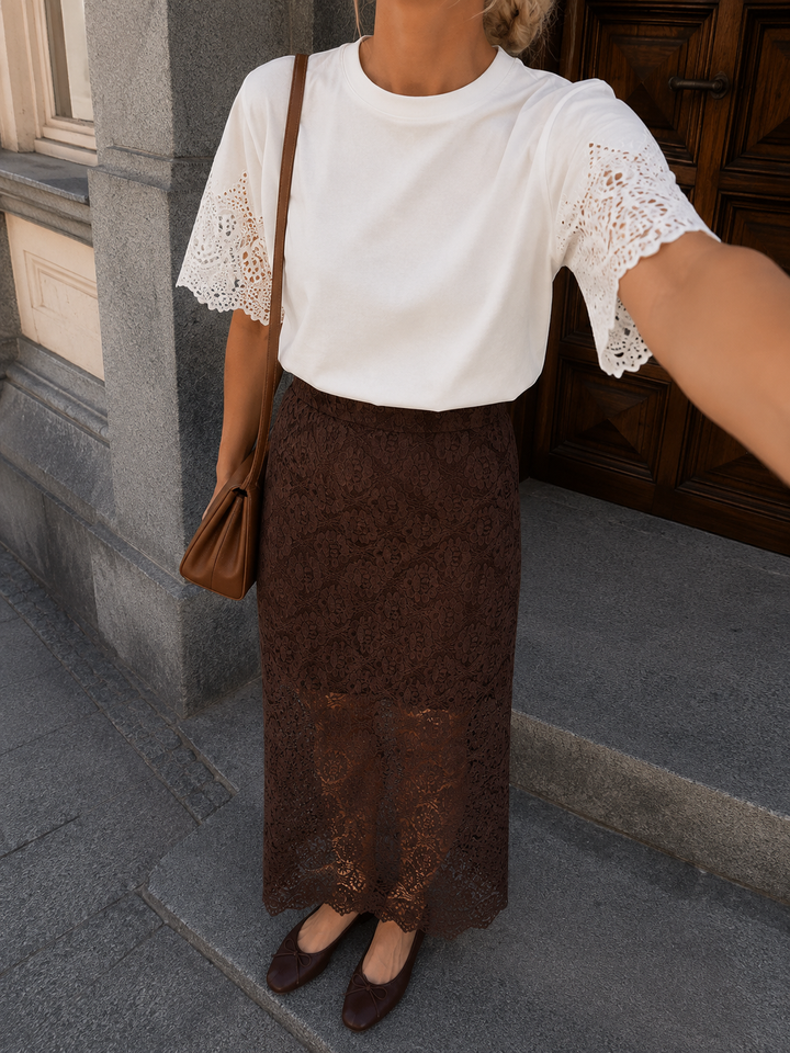 Dear Molly -  Lace Skirt  Ch171734b  - Chocolate Brown