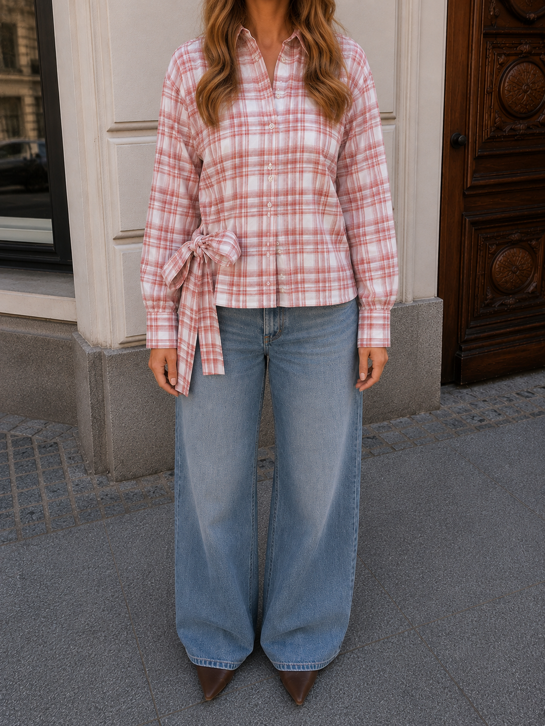 Dear Molly - Quilt Twist Shirt  Ch171499b  - Pink Check