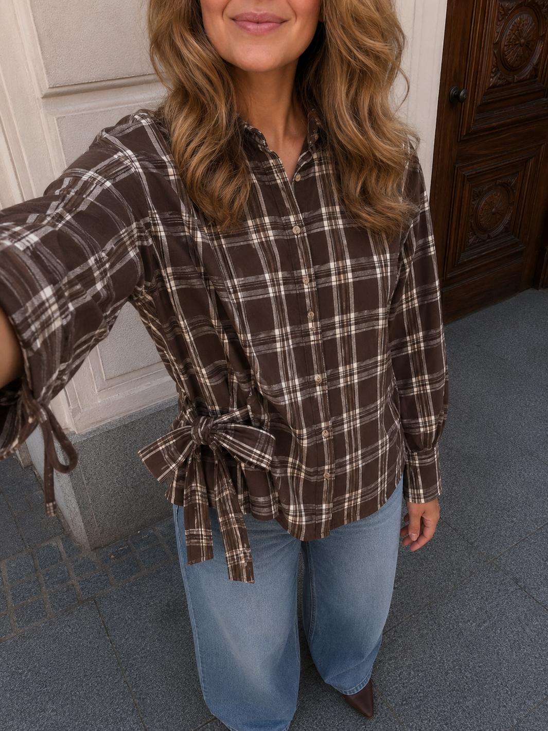 Dear Molly - Quilt Twist Shirt  Ch171499b  - Brown Check