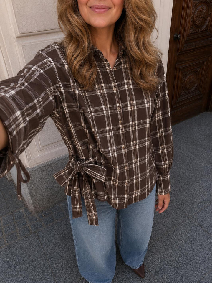 Dear Molly - Quilt Twist Shirt  Ch171499b  - Brown Check