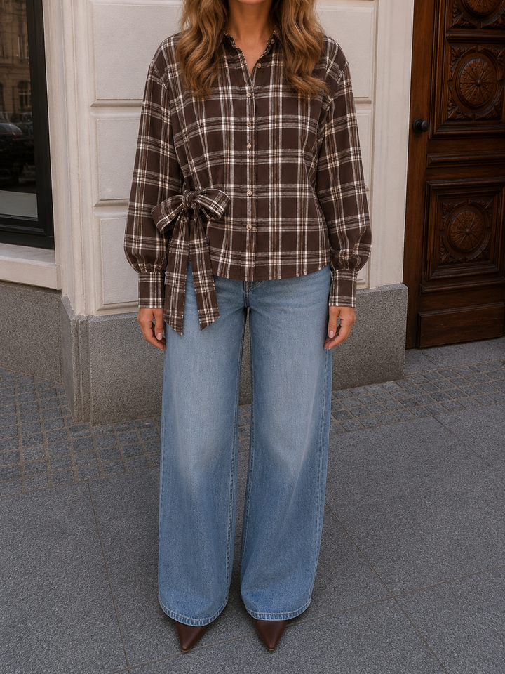 Dear Molly - Quilt Twist Shirt  Ch171499b  - Brown Check
