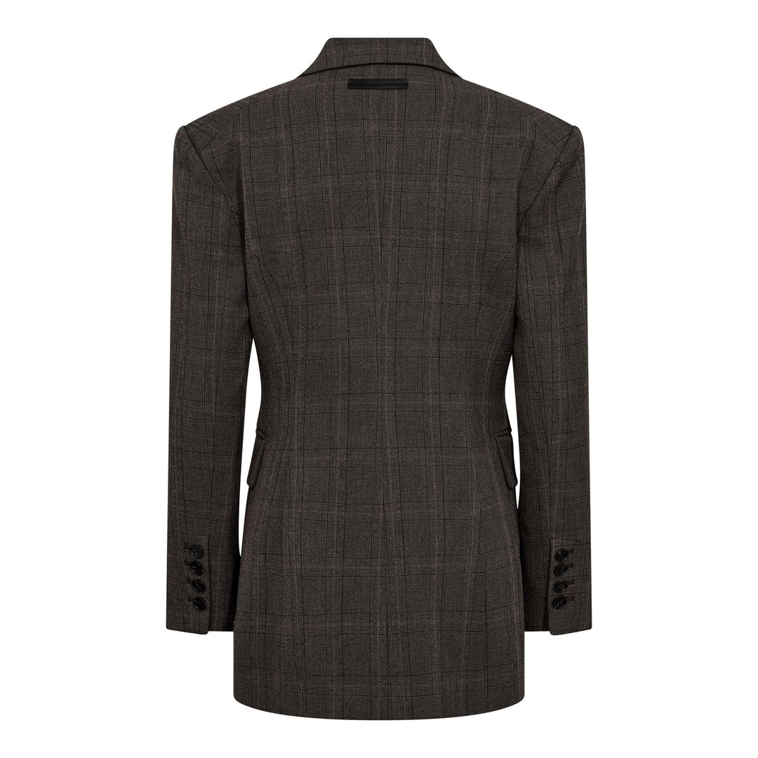 Haute L'Amitié - Waist Fit Check Blazer HL10844 - Mocca