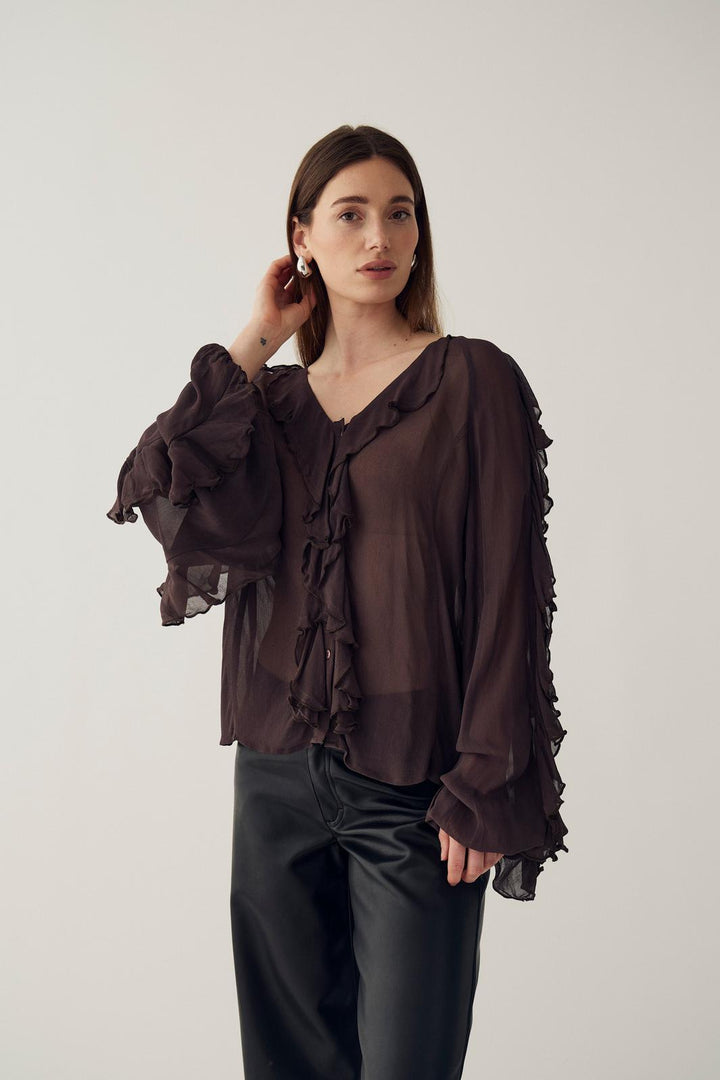 Noella - N-Merlynn Blouse 14230006 - 674 - Chocolate