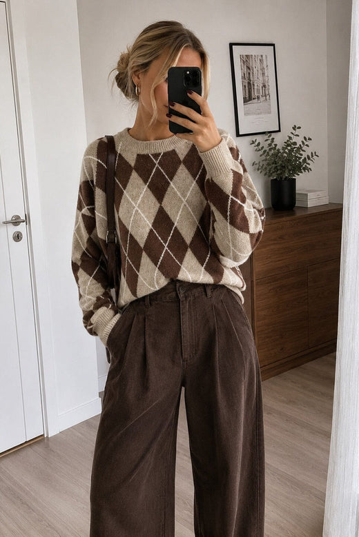 A-Bee - Amara Knit - Brown Strikbluser 