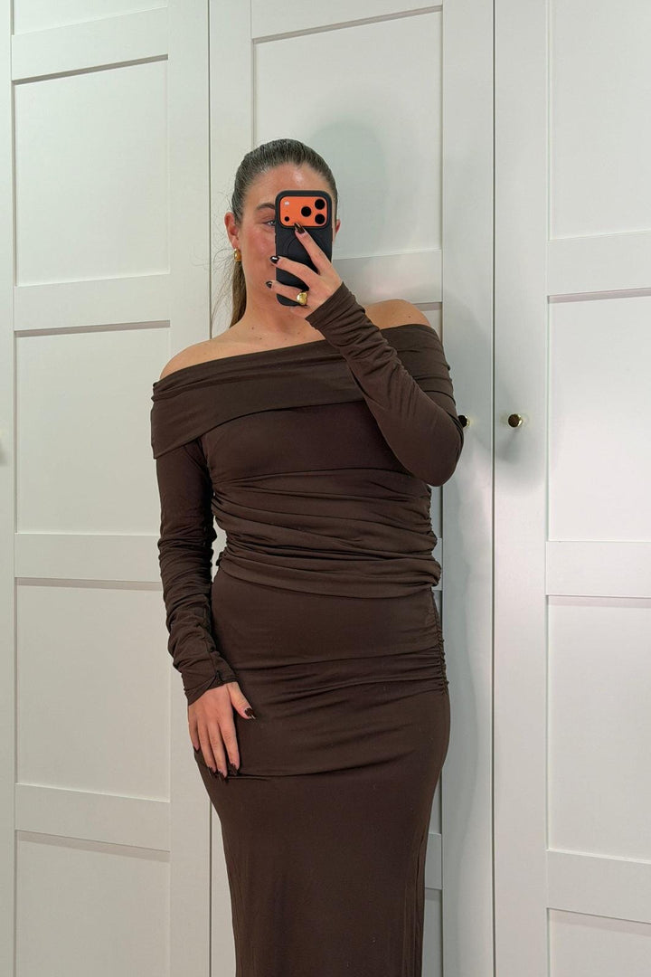 A-bee - Annelise Dress - Dark Brown Kjoler 