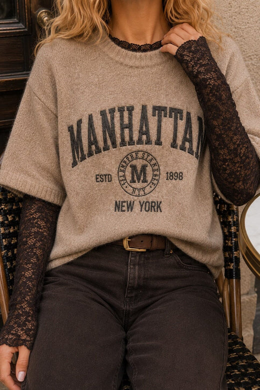 A-Bee - Avia Knit - Taupe Strikbluser 