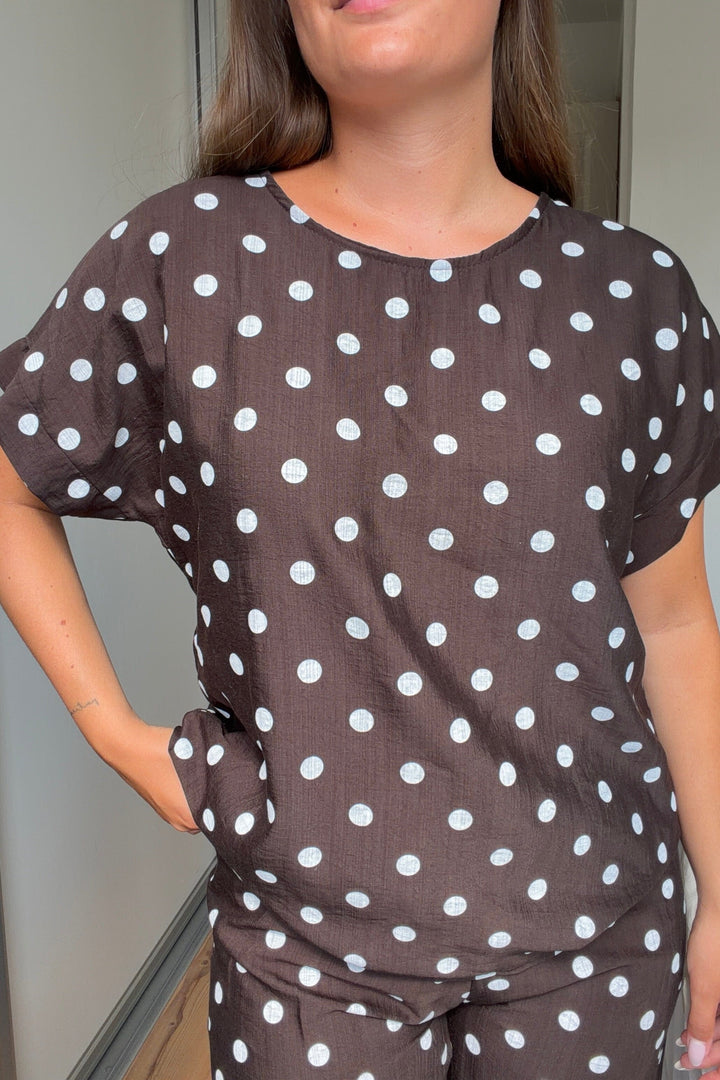 A-Bee - Delara Blouse - Dark Brown Bluser 