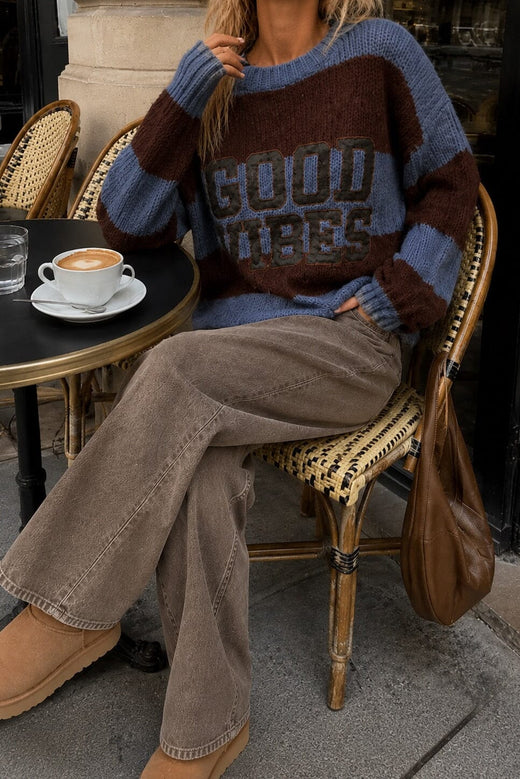 A-Bee - Rania Knit - Blue Strikbluser 