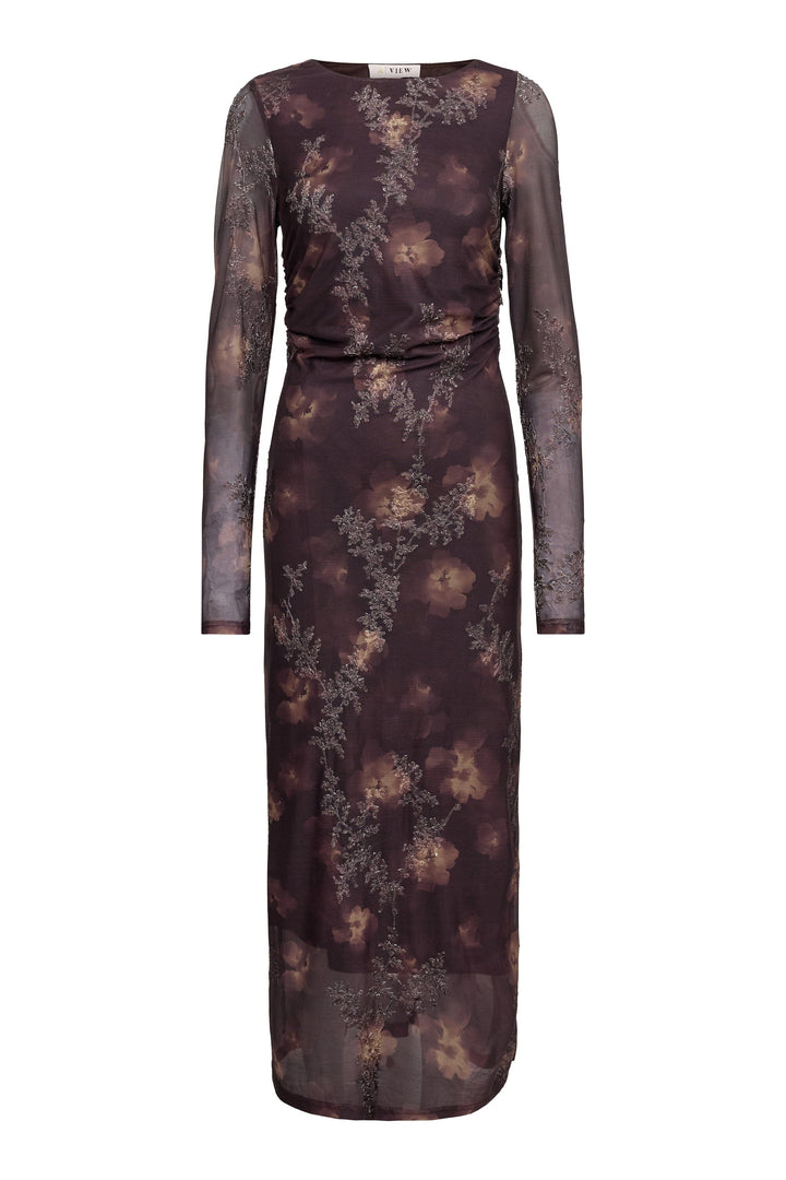 A-View - Belena L/S Dress AV8243 - 156 - Brown/Sand Kjoler 
