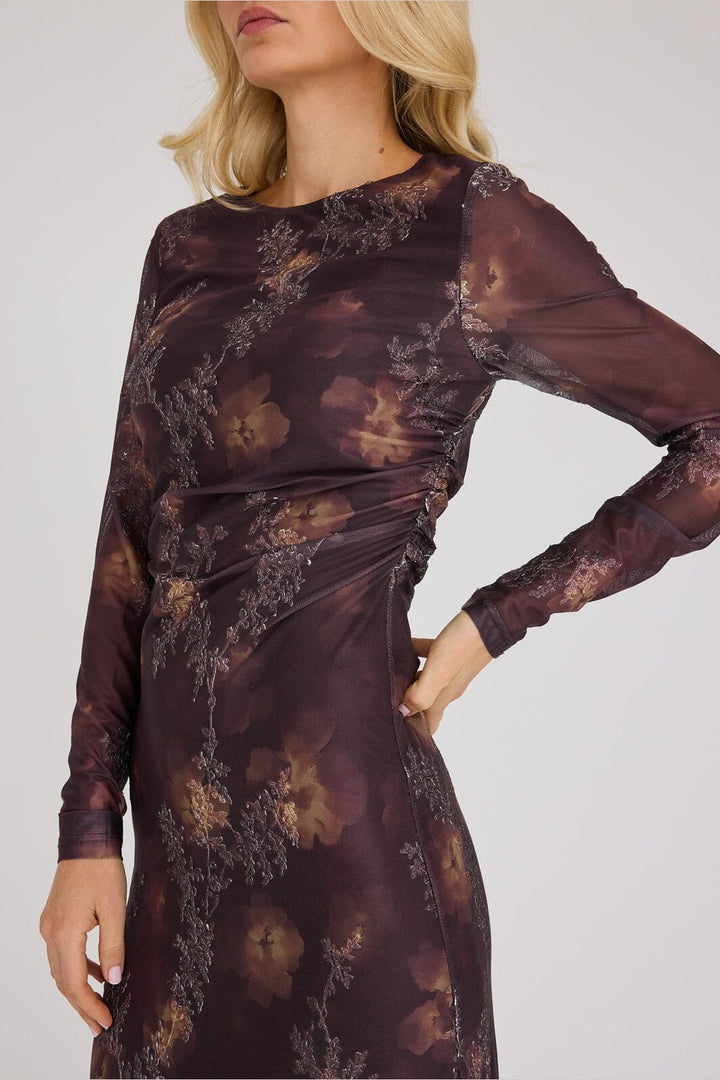 A-View - Belena L/S Dress AV8243 - 156 - Brown/Sand