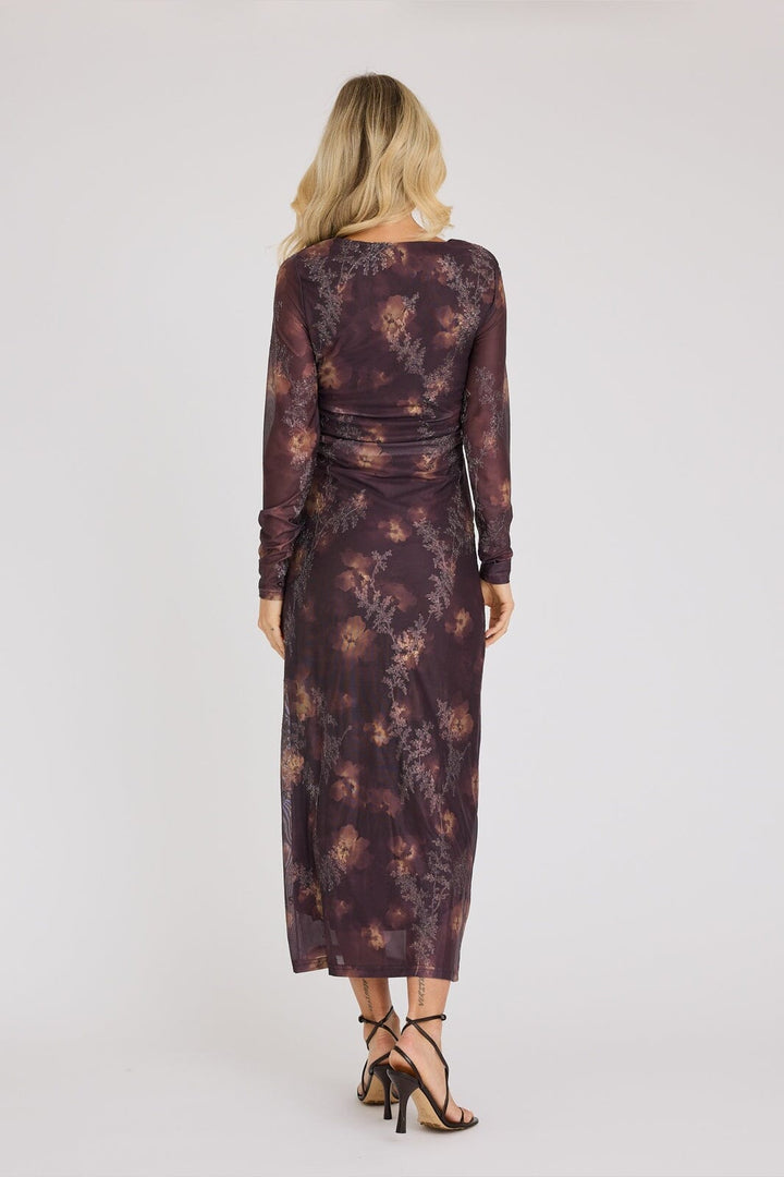 A-View - Belena L/S Dress AV8243 - 156 - Brown/Sand