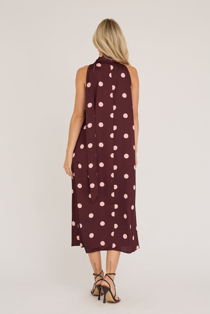 A-View - Emily Dot Dress AV8191 - 373 - Bordeaux/Rose Kjoler 