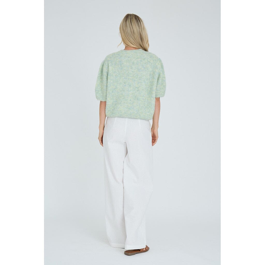 A-View - Inge S/S Knit Pullover AV7076 - 108 - Pale Mint Strikbluser 