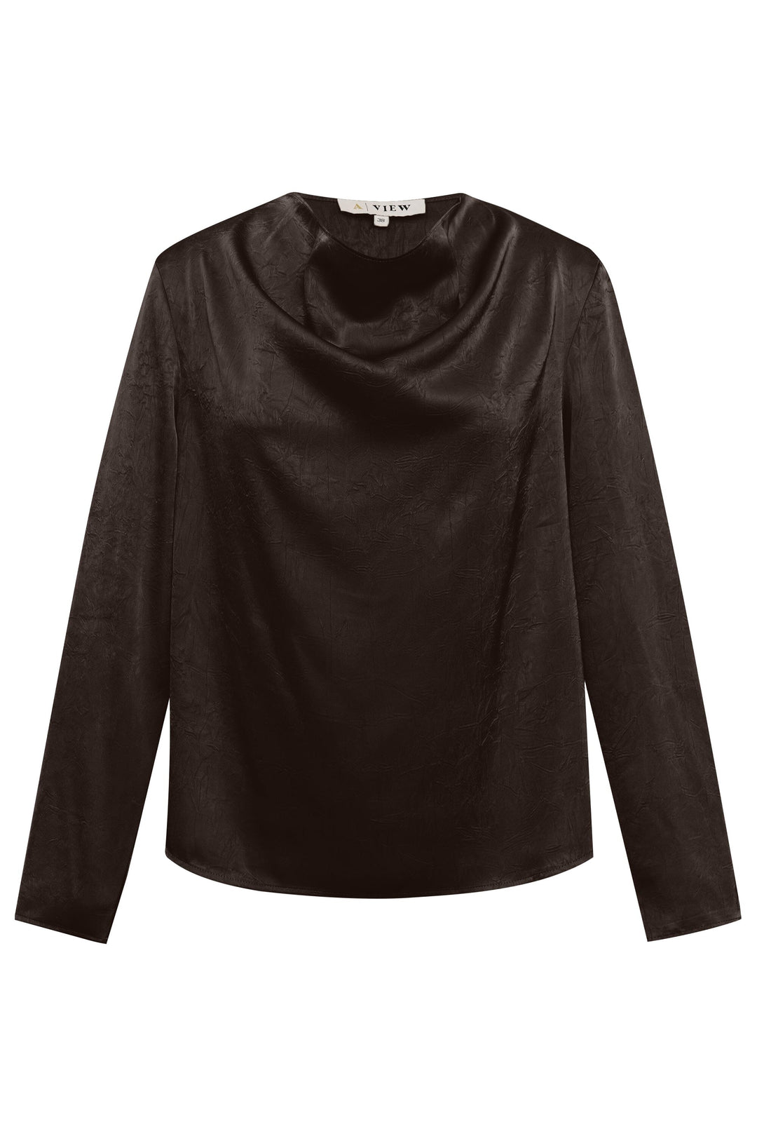 A-View - Sinda Drape Blouse AV8253 - 194 - Dark Brown Bluser 
