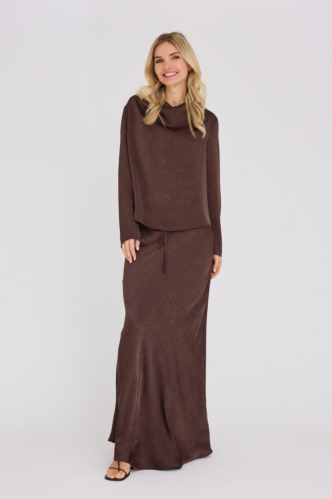 A-View - Sinda Drape Blouse AV8253 - 194 - Dark Brown