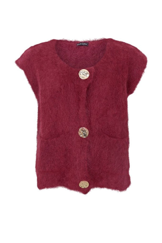 Black Colour - Bcbjoerk Knitted Button Vest 1217 - Plum Strikbluser 