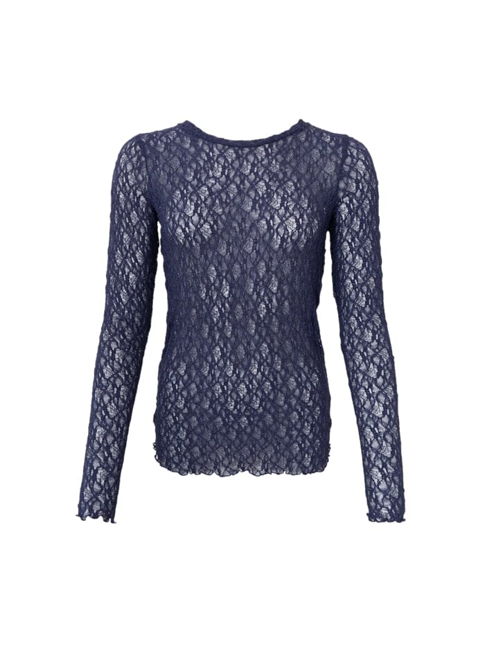 Black Colour - Bccecily Lace Blouse 41288 - Shirts - Navy Bluser 