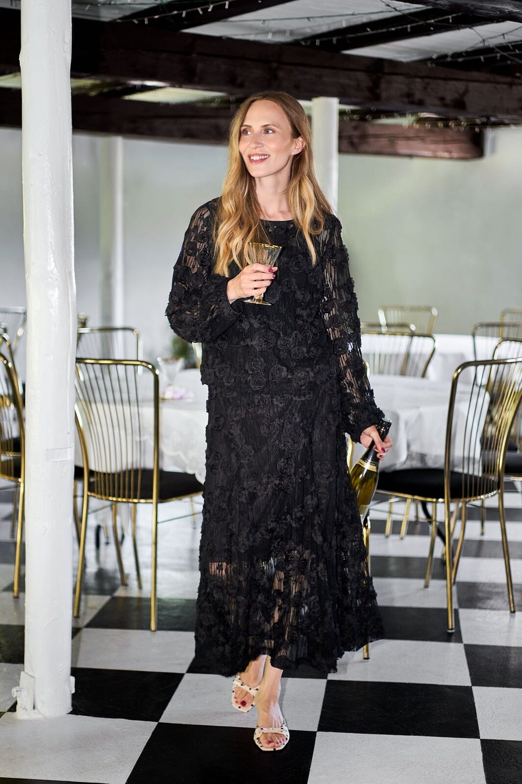 Black Colour - Bcelloise Flower Patch Skirt 41282 - Black
