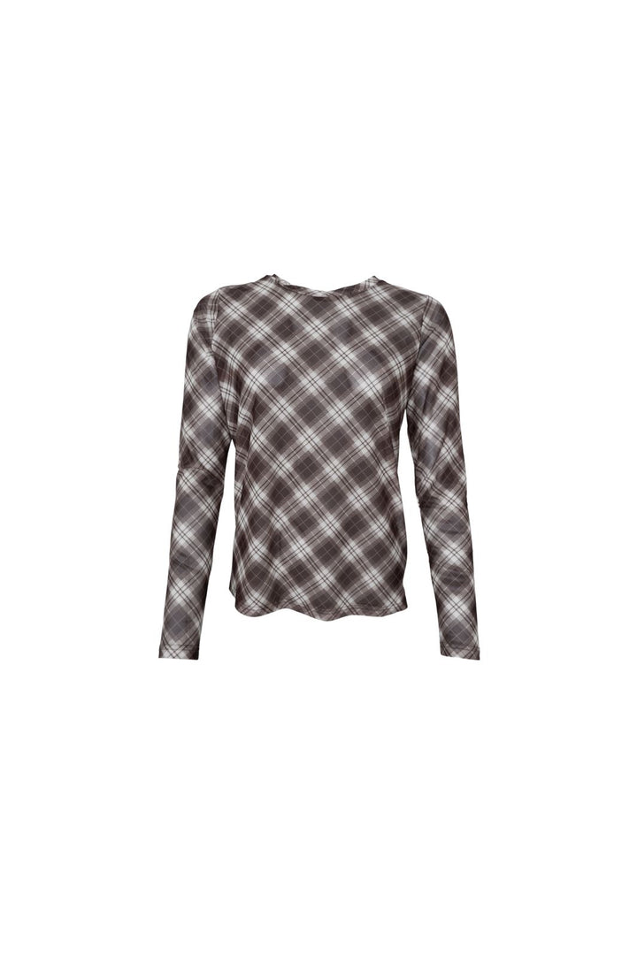 Black Colour - Bckamma Mesh Blouse 42000 - Shirts,Mesh & Basic Blouses - Brown Tartan