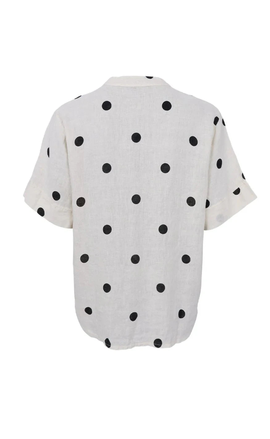 Black Colour - Bcmelina Ss Linen Shirt 41104 - Dot Skjorter 