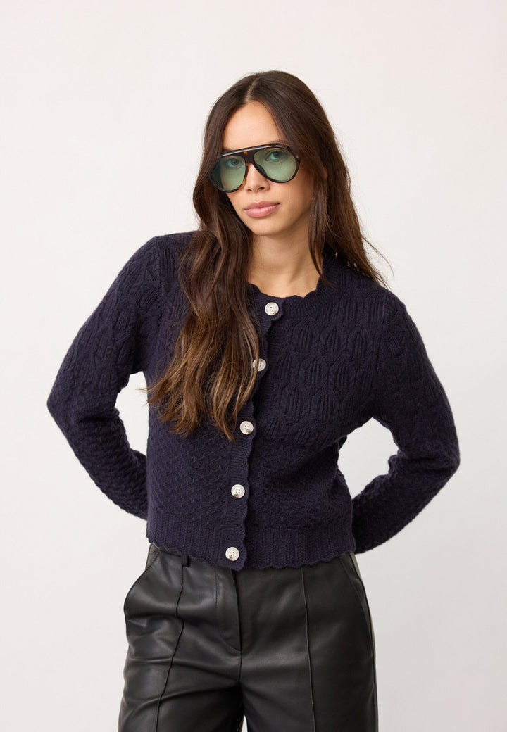 Co´Couture - 32130 Rowcc Pointelle Cardigan 500192 - 40007 - Navy Cardigans 