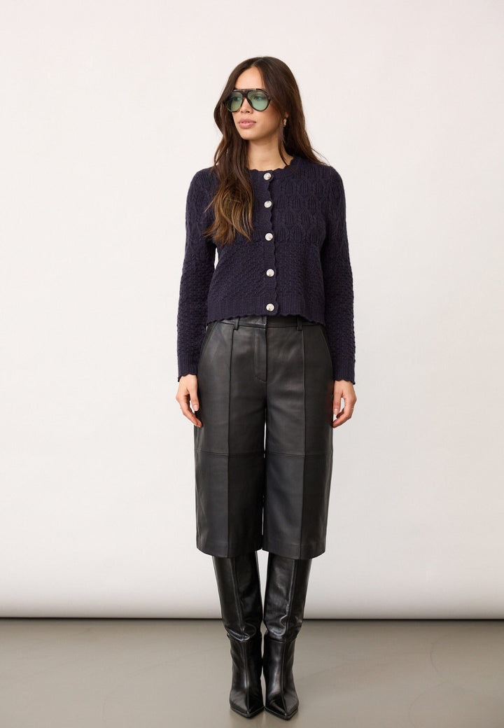 Co´Couture - 32130 Rowcc Pointelle Cardigan 500192 - 40007 - Navy Cardigans 