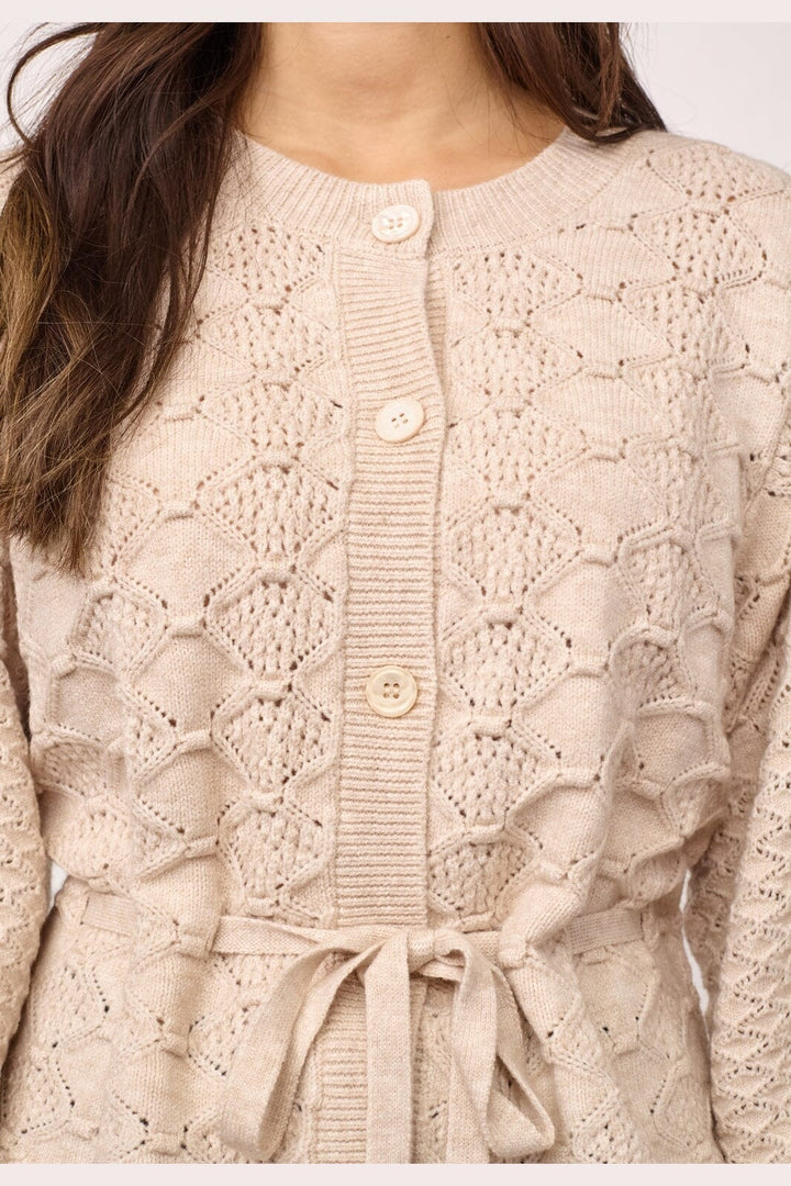 Co´Couture - 32241 Rowcc Pointelle Tie Cardigan 500193 - 10003 - Creme