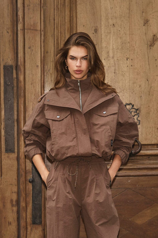 Co´Couture - Alinacc Double Funnel Neck Jacket 500810 - 20002 - Brown Jakker 