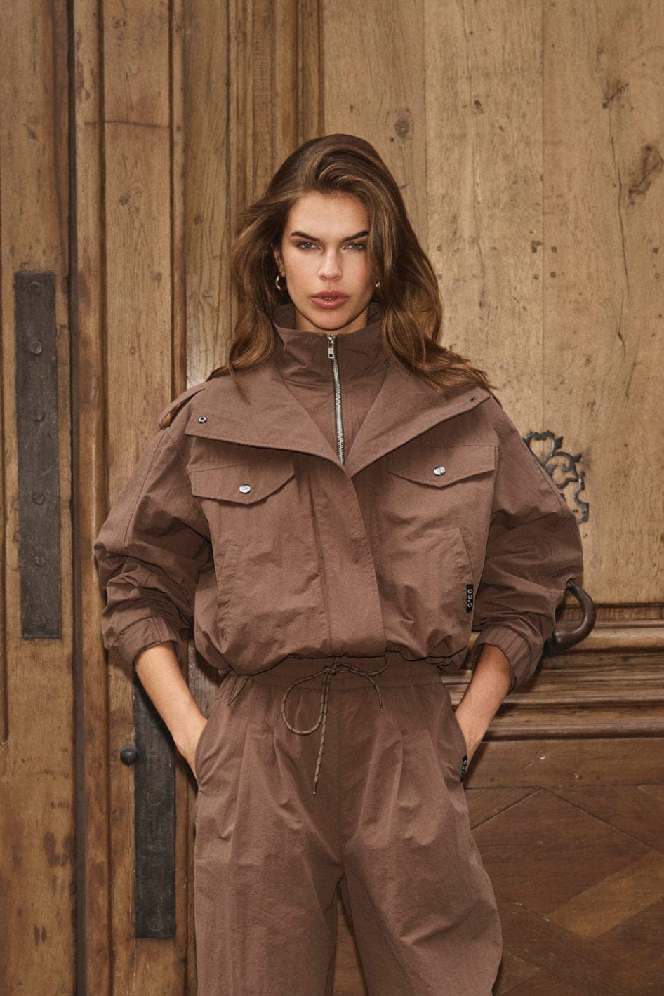 Co´Couture - Alinacc Double Funnel Neck Jacket 500810 - 20002 - Brown Jakker 