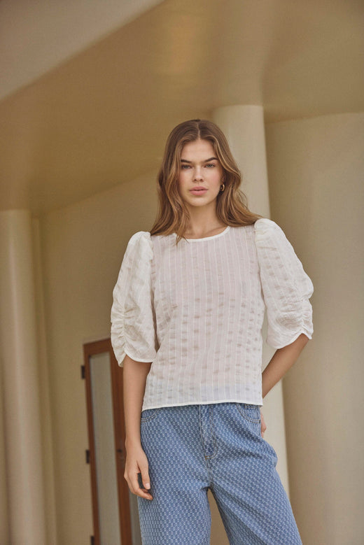Co´Couture - Bessicc V-Blouse 500191 - 10002 - Off-White Bluser 