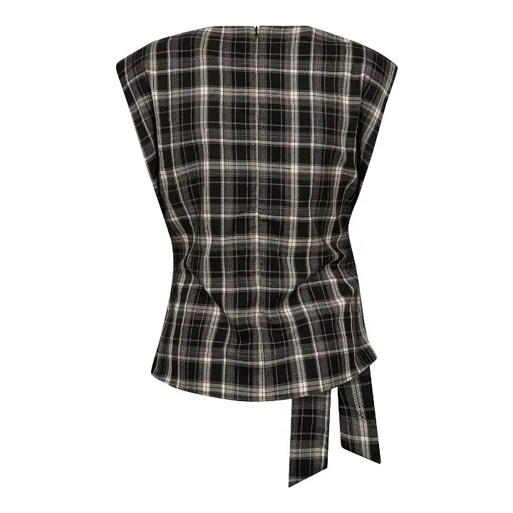 Co´Couture - Dagnycc Check Pleat Top 500070 - 65001 - Black T-shirts 