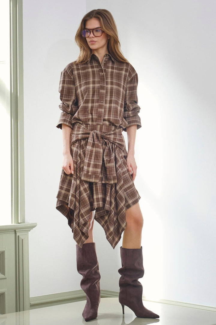 Co´Couture - Dagnycc Check Tie Skirt 500069 - 20002 - Brown Nederdele 