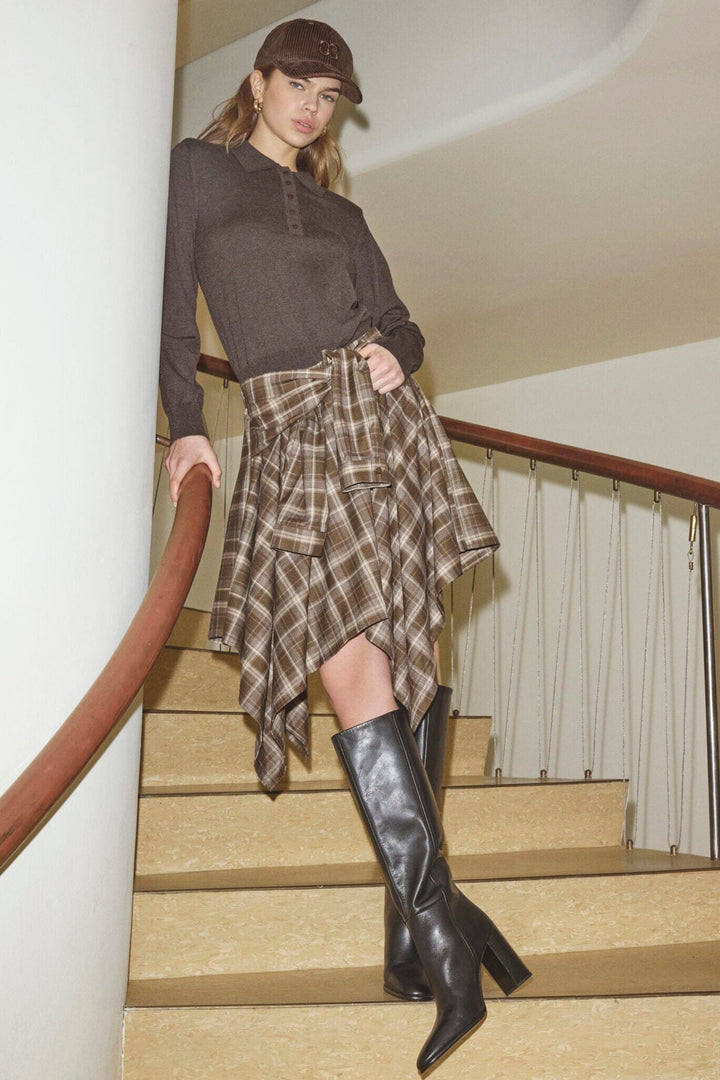 Co´Couture - Dagnycc Check Tie Skirt 500069 - 20002 - Brown Nederdele 