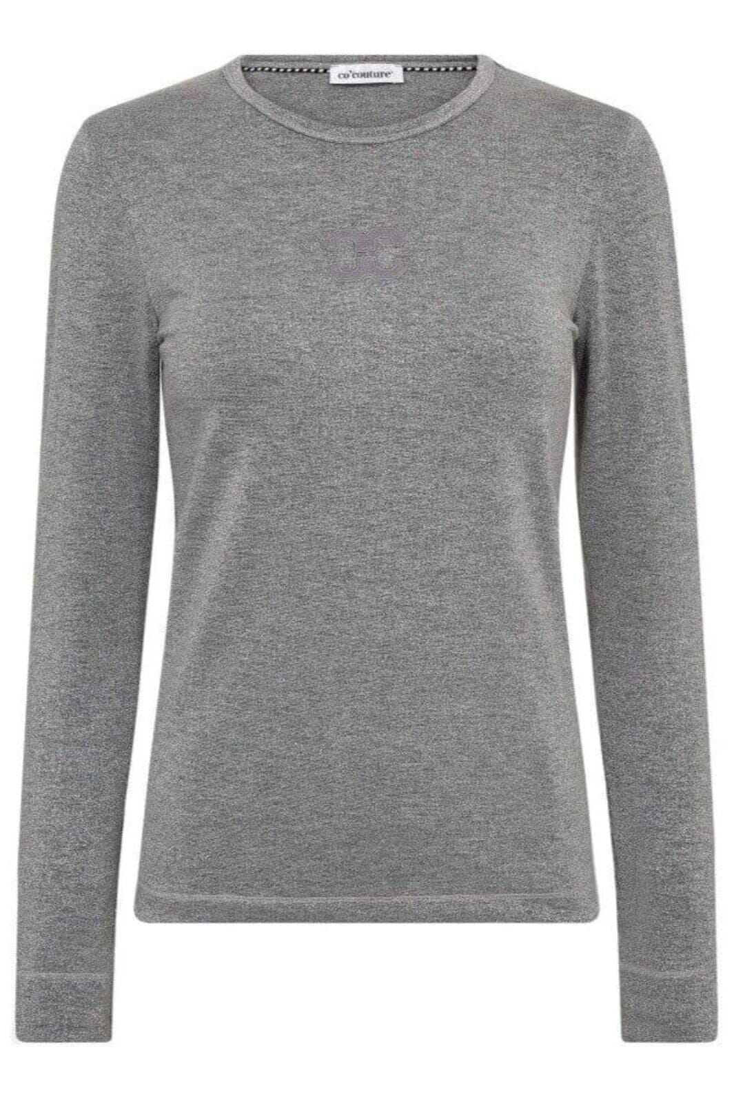 Co´Couture - Mannycc Lurex Emb L/S Tee 33210 - 930 - Silver T-shirts 
