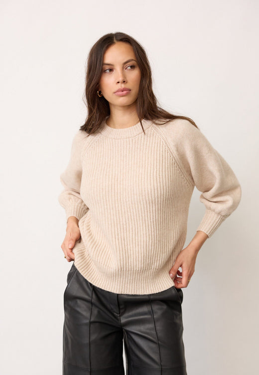 Co´Couture - Rowcc Puff Ss Rib Knit 500124 - 10003 - Creme Toppe 