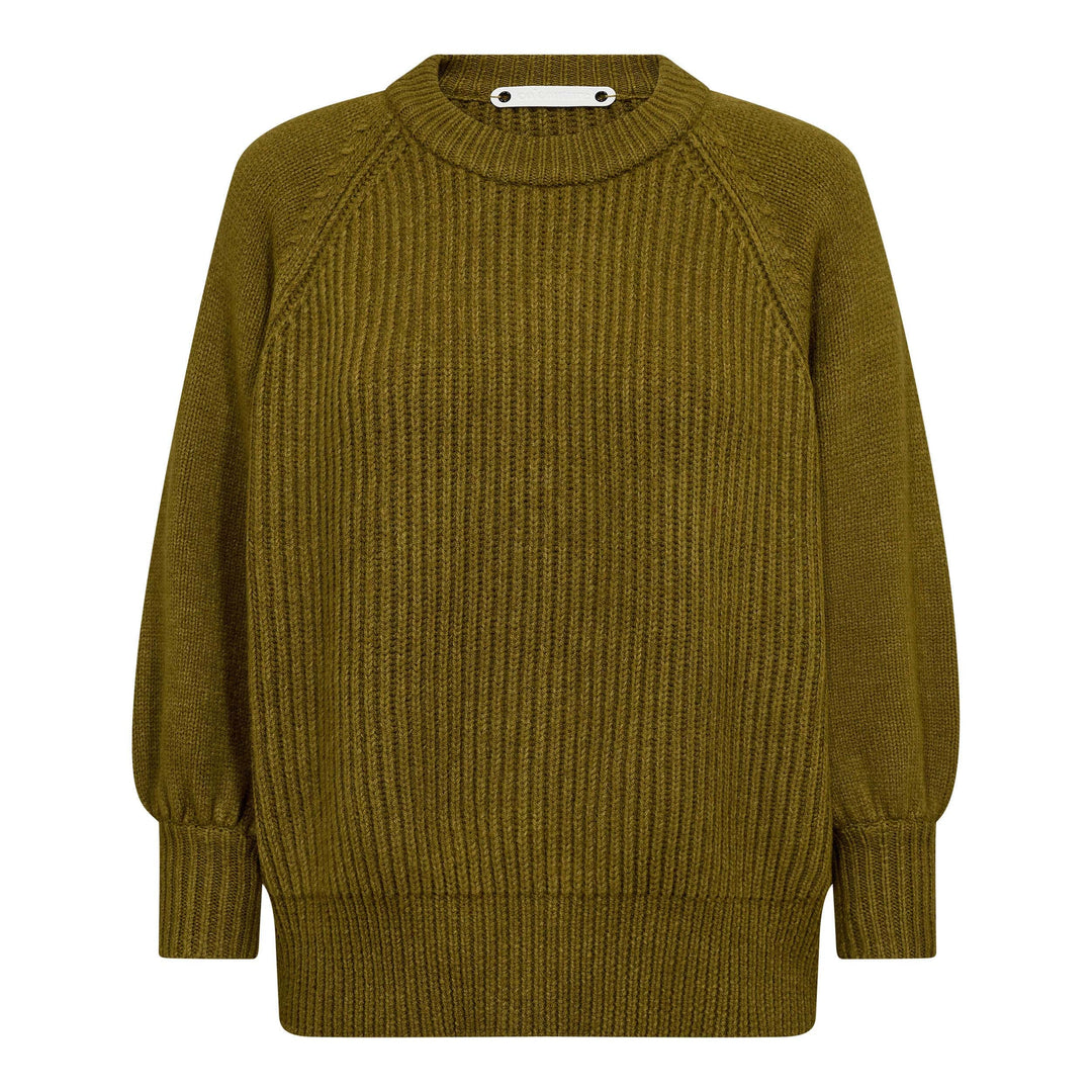 Co´Couture - Rowcc Puff Ss Rib Knit 500124 - 60007 - Fern Green Toppe 