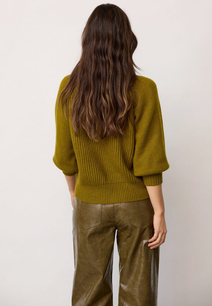 Co´Couture - Rowcc Puff Ss Rib Knit 500124 - 60007 - Fern Green Toppe 