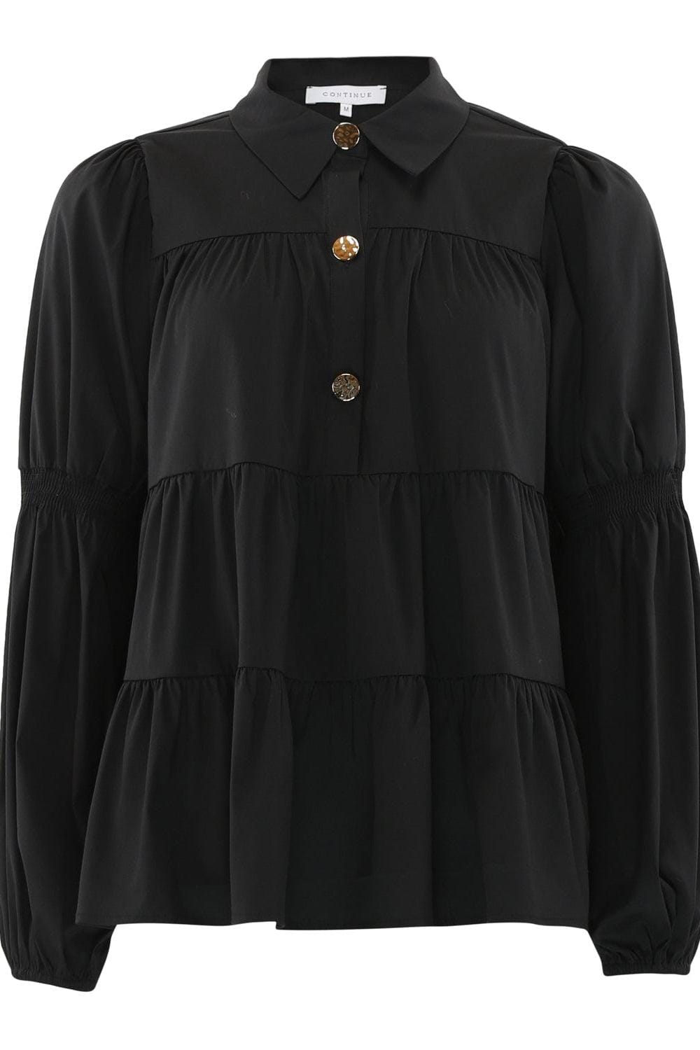 Continue - Sanna Gold Buttons 15085 - Black Bluser 