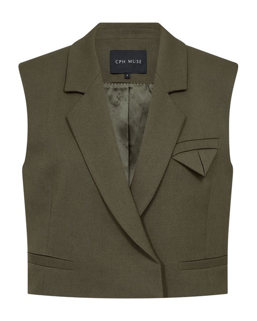 Copenhagen Muse - Cmtailor-short-waistcoat 203883 - 8705 Ivy Green Melange 
