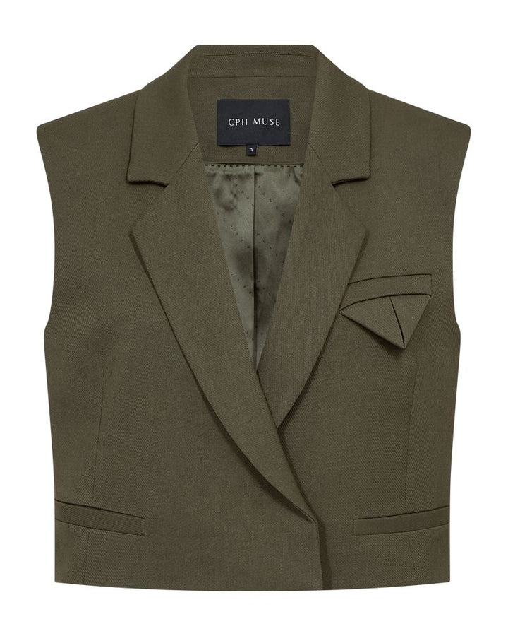 Copenhagen Muse - Cmtailor-short-waistcoat 203883 - 8705 Ivy Green Melange 