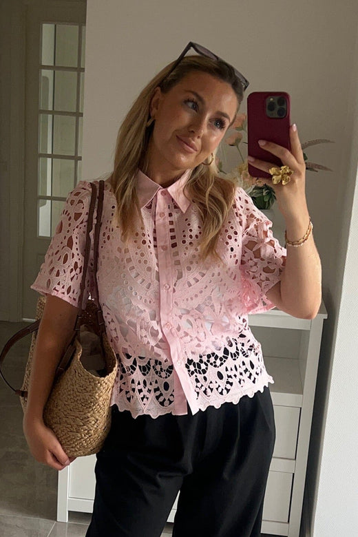 Dear Molly - Broderi Shirt Shirt Ch168459b - Pink Skjorter 