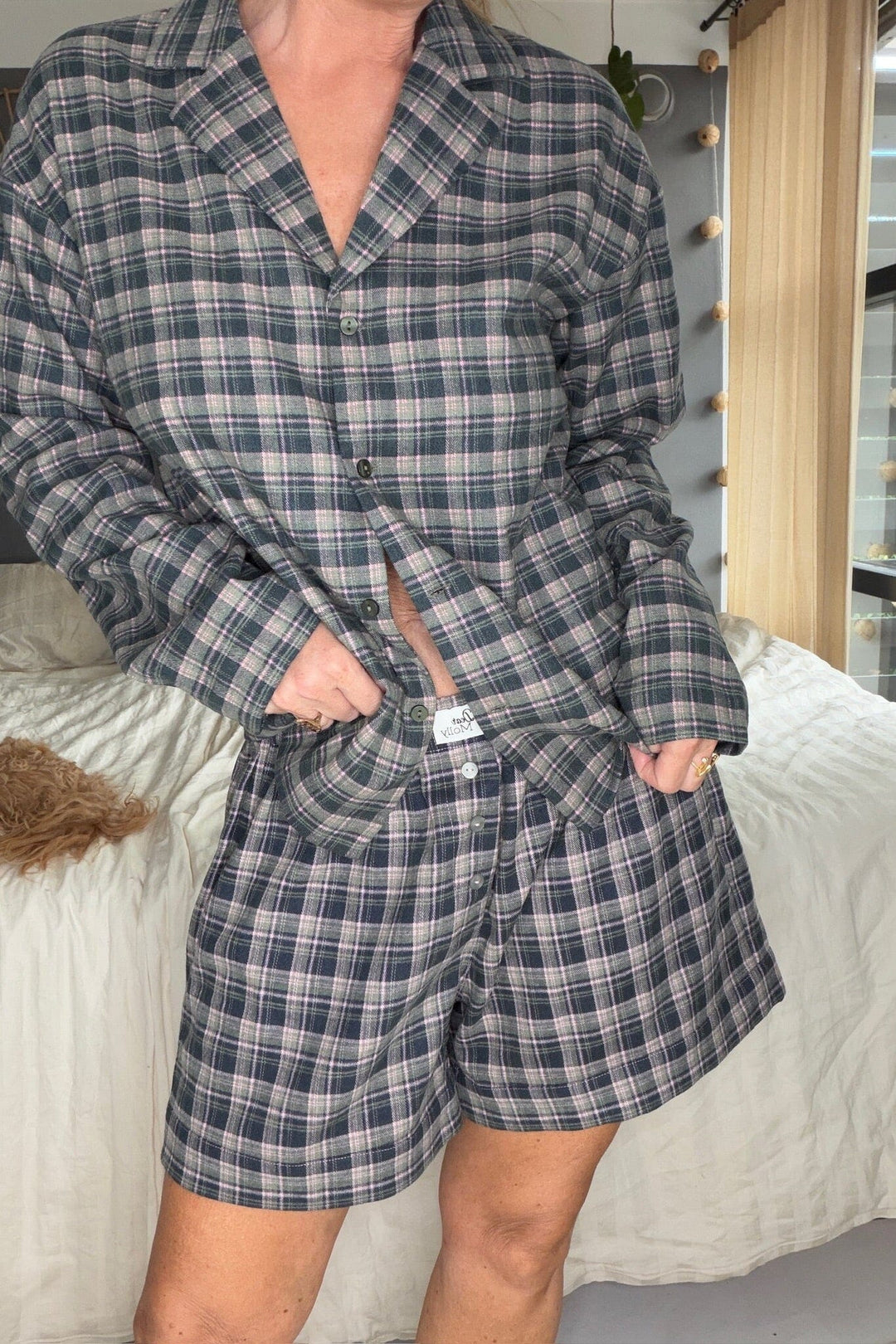Dear Molly - Grethe Shorts - Pink Green Checker Shorts 