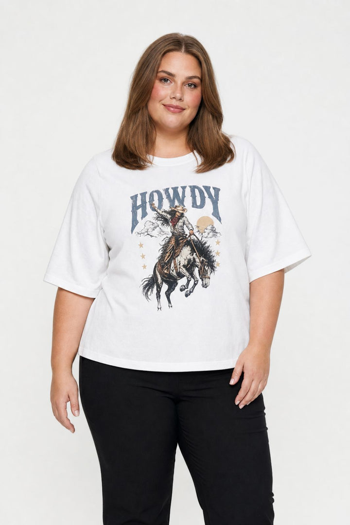 Dear Molly - Howdy T-shirt Ch170408b - Hvid - XXL