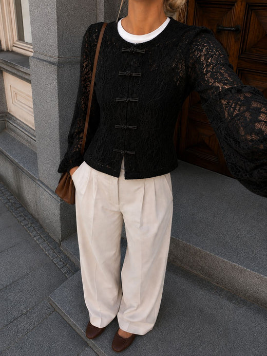 Dear Molly - Lace Blouse Ch171496b - Black Bluser 