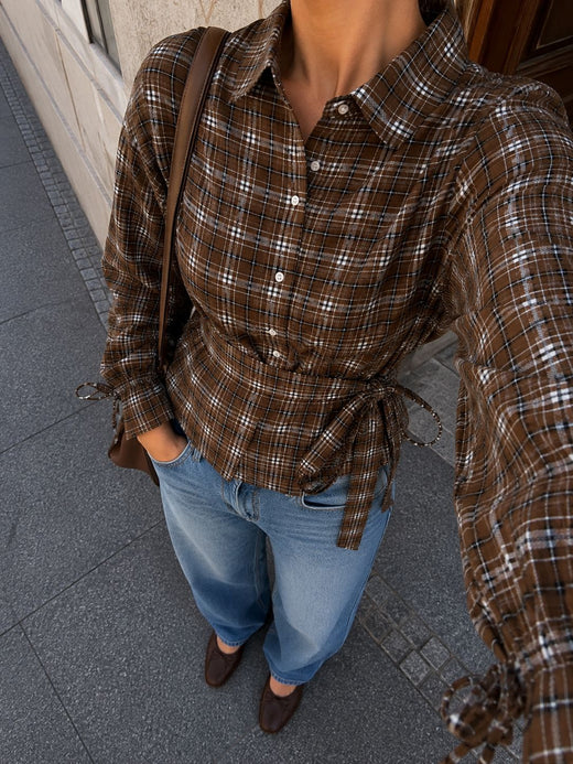 Dear Molly - Quilt Twist Shirt Ch171499b - Brown Check Skjorter 