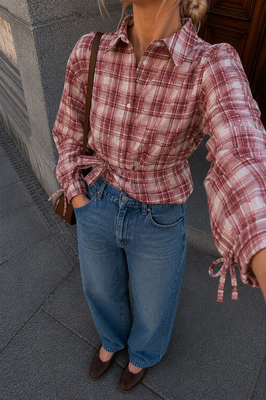 Dear Molly - Quilt Twist Shirt Ch171499b - Pink Check Skjorter 
