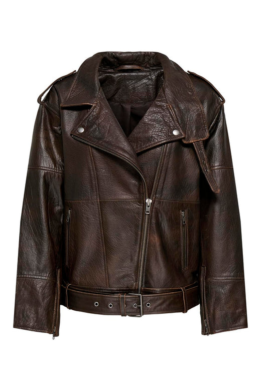 Only - Onlpetra Real Leather Biker - 5275663 Carafe Washed